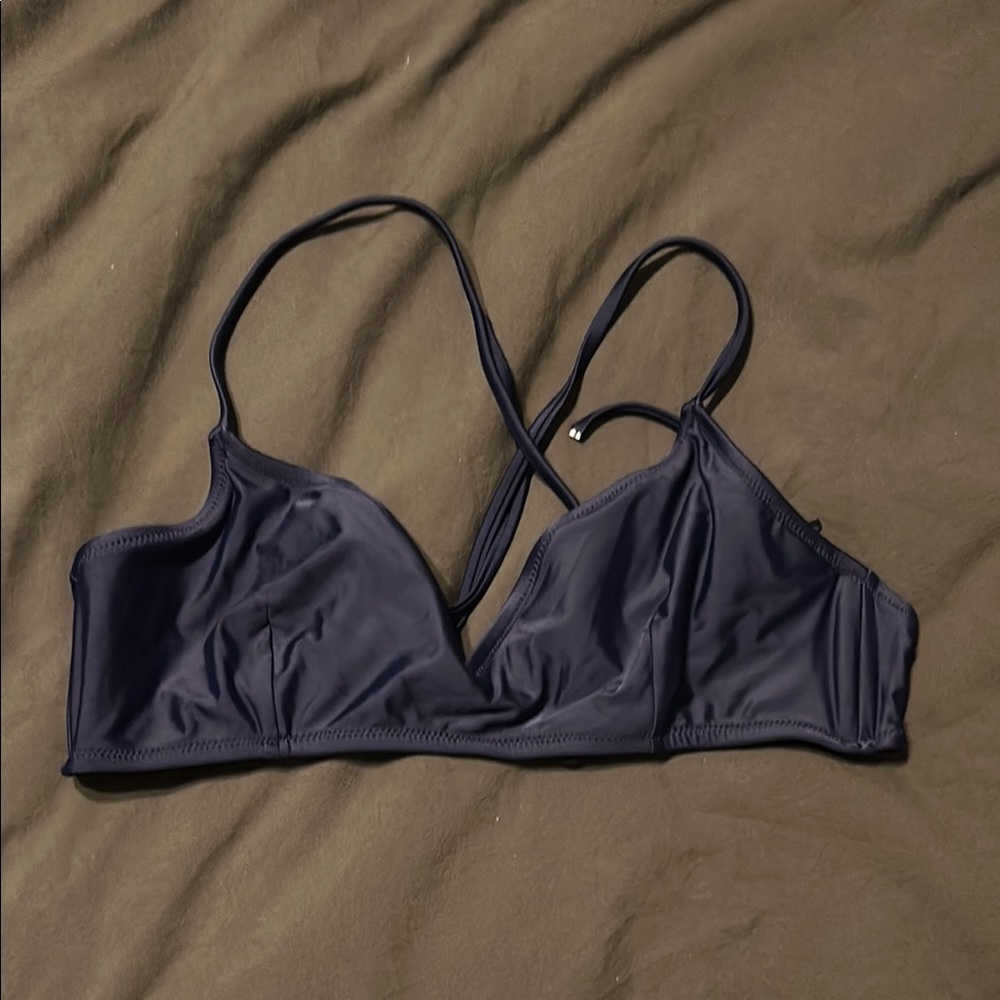 JCrew Navy Blue Bikini Top Crisscross Strap